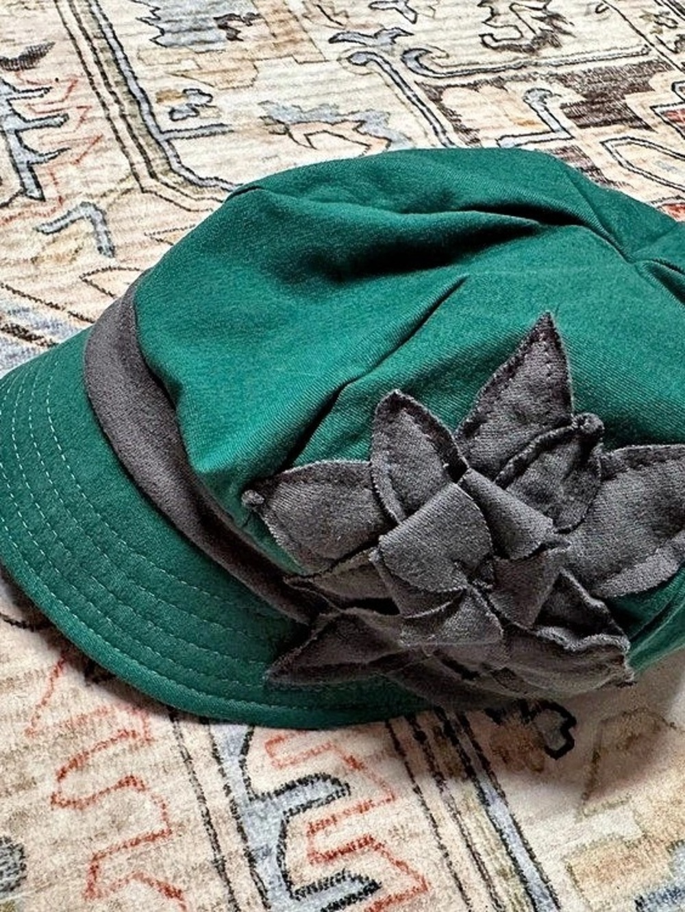 Hats for Healing Green Flower Applique Hat